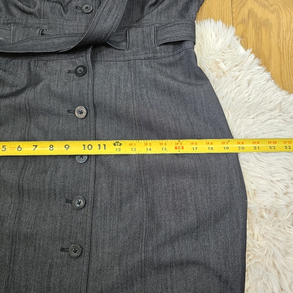 Calvin Klein Charcoal Grey Black Button Up Bodycon Midi Dress Size 8 - Picture 6 of 12